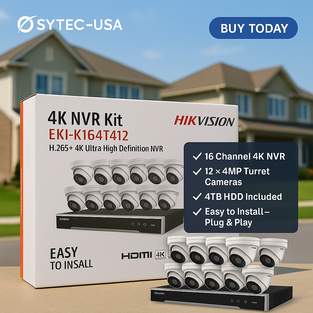 Security Camera Kit 16-Channel 8MP NVR with 4TB HDD & 12 4MP Turret Cameras